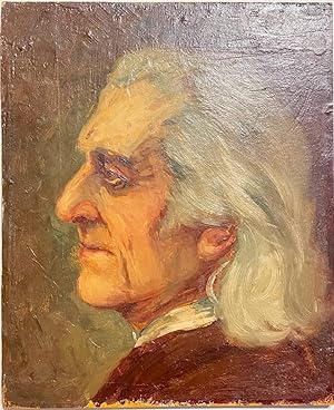Bild des Verkufers fr Antique painting oil on plywood I Portrait of Franz Liszt ca. 1900. zum Verkauf von Antiquariaat Arine van der Steur / ILAB