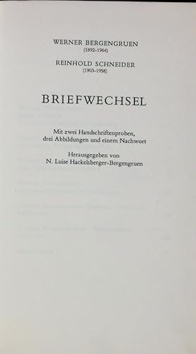 Bild des Verkufers fr Briefwechsel. zum Verkauf von Antiquariat Bookfarm