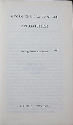 Imagen del vendedor de Aphorismen. a la venta por Antiquariat Bookfarm