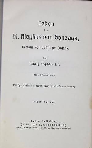 Seller image for Leben des hl. Aloysius von Gonzaga, Patrons der christlichen Jugend. for sale by Antiquariat Bookfarm