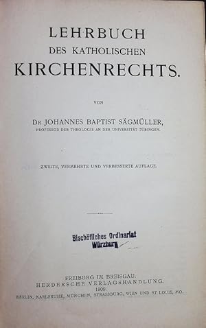 Bild des Verkufers fr Lehrbuch des katholischen Kirchenrechts. zum Verkauf von Antiquariat Bookfarm