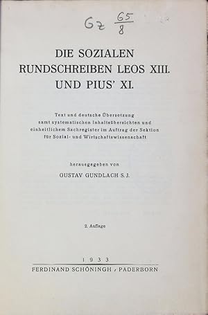 Bild des Verkufers fr Die Sozialen Rundschreiben Leos XIII. und Pius' XI. zum Verkauf von Antiquariat Bookfarm
