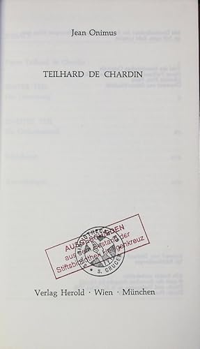 Seller image for Teilhard de Chardin. for sale by Antiquariat Bookfarm