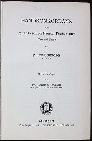 Seller image for Handkonkordanz zum griechischen Neues Testament (Text nach Nestle). for sale by Antiquariat Bookfarm