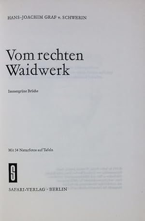 Seller image for Vom rechten Waidwerk. Immergrne Brche. for sale by Antiquariat Bookfarm