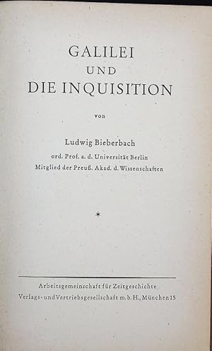 Bild des Verkufers fr Galilei und die Inquisition. Arbeitsgemeinschaft fr Zeitgeschichte. zum Verkauf von Antiquariat Bookfarm