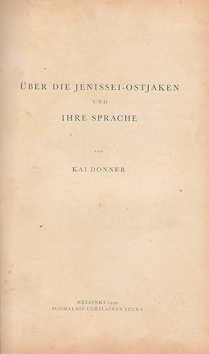 Seller image for ber die Jenissei-ostjaken und ihre sprache for sale by PRISCA