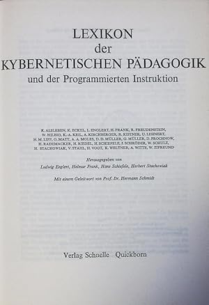 Seller image for Lexikon der kybernetischen Pdagogik und der Programmierten Instruktion. for sale by Antiquariat Bookfarm