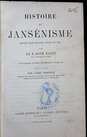 Bild des Verkufers fr Histoire du Jansnisme depuis son origine jusqu'en 1644. zum Verkauf von Antiquariat Bookfarm