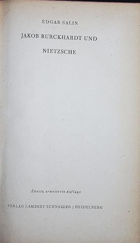 Bild des Verkufers fr Jakob Burckhardt und Nietzsche. zum Verkauf von Antiquariat Bookfarm