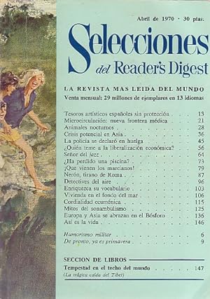 Imagen del vendedor de SELECCIONES DEL READER'S DIGEST. ABRIL 1970 a la venta por Librera Vobiscum