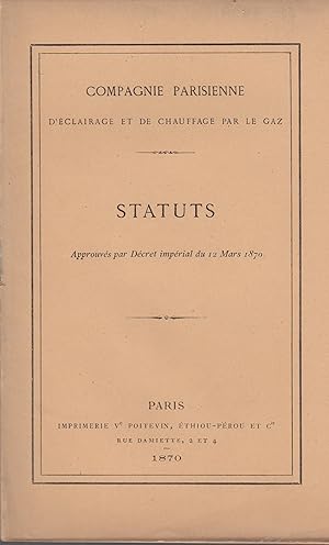 Image du vendeur pour Statuts approuvs par dcrets imprial du 12 mars 1870 mis en vente par PRISCA