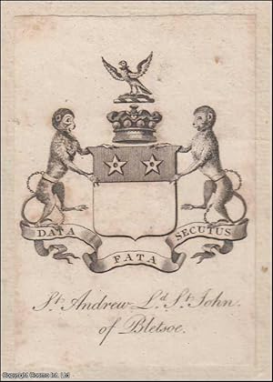 Decorative Bookplate. St. Andrew Lord St. John of Bletsoe. Undated, but from the design likely ea...