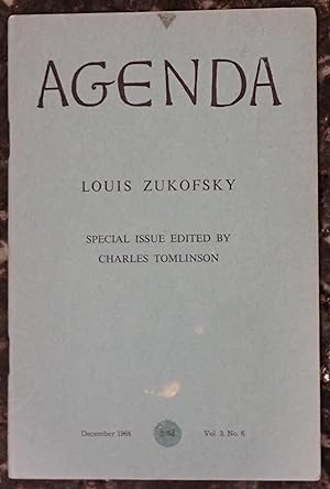 Imagen del vendedor de Agenda: Louis Zukofsky, Special Issue (December 1964, Vol. 3 No 6) a la venta por Raritan River Books