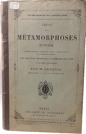 Image du vendeur pour Choix des Mtamorphoses d'Ovide mis en vente par Calepinus, la librairie latin-grec