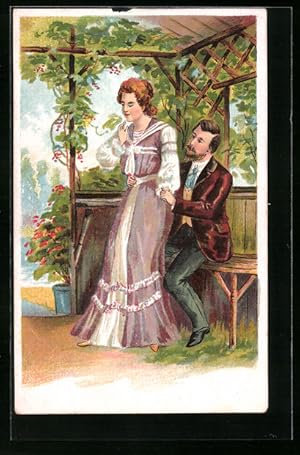 Bild des Verkufers fr Prge-Ansichtskarte Liebespaar in vertrauter Pose zum Verkauf von Bartko-Reher