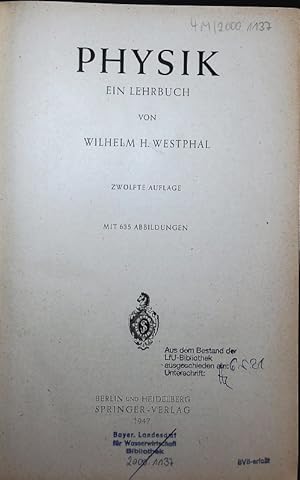 Imagen del vendedor de Physik. Ein Lehrbuch. a la venta por Antiquariat Bookfarm