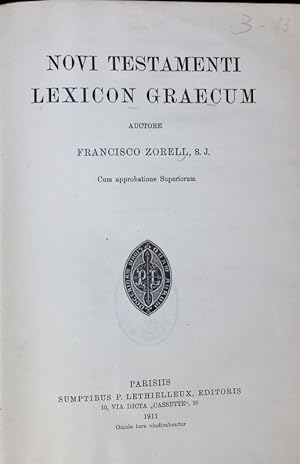 Imagen del vendedor de Novi Testamenti Lexicon Graecum. a la venta por Antiquariat Bookfarm