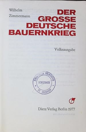 Image du vendeur pour Der grosse deutsche Bauernkrieg. Volksausgabe. mis en vente par Antiquariat Bookfarm