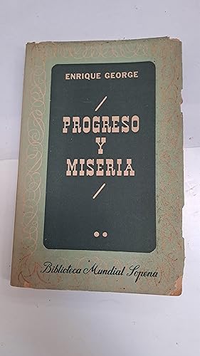 Immagine del venditore per Progreso y miseria venduto da Libros nicos