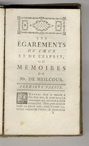 Bild des Verkufers fr (Oeuvres compltes de Monsieur de Crbillon Fils. Nouvelle Edition rvue et corrige). Tome 1er: Les Egarement du Coeur et de l'Esprit, ou Mmoires de Mr. de Meilcour. zum Verkauf von Libreria Oreste Gozzini snc