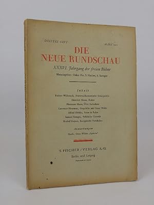 Imagen del vendedor de Die neue Rundschau: XXXVI. Jahrgang der freien Bhne. Drittes Heft. Mrz 1925. a la venta por ANTIQUARIAT Franke BRUDDENBOOKS