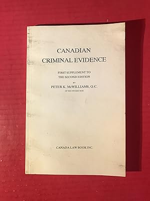 Seller image for Canadian Criminal Evidence First Supplement to Second Edition for sale by COVENANT HERITAGE LIBRIS
