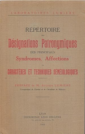 Seller image for Rpertoire des dsignations patronymiques des principaux syndromes, affections ou caractres et techniques smiologiques for sale by PRISCA