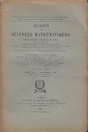 Seller image for Bulletin des Sciences Mathmatiques tome LIV novembre 1930 for sale by PRISCA