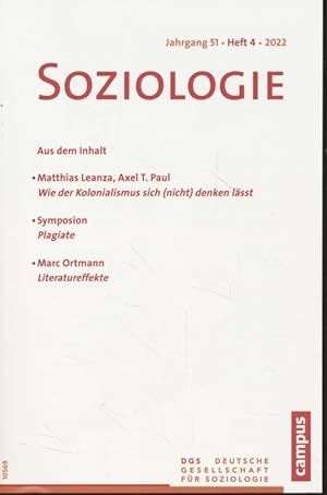 Bild des Verkufers fr Soziologie Heft 4 (Jahrgang 51) Forum der deutschen Gesellschaft fr Soziologie zum Verkauf von Fundus-Online GbR Borkert Schwarz Zerfa