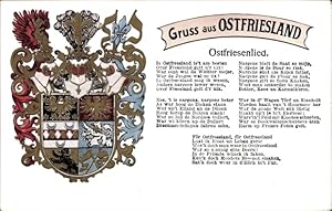 Wappen Lied Ansichtskarte / Postkarte Gruß aus Ostfriesland, Ostfriesenlied