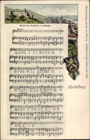 Imagen del vendedor de Lied Ansichtskarte / Postkarte Heidelberg am Neckar, Lied des Trompeters von Sckingen, Stadtansicht a la venta por akpool GmbH