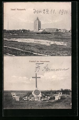 Bild des Verkufers fr Ansichtskarte Neuwerk, Ortspartie, Friedhof der Namenlosen zum Verkauf von Bartko-Reher