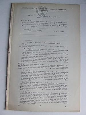 Seller image for Report of the Board of Trade, and of the Instructions to their Surveyors, with regard to Regulations for the Accommodation and Protection of Deck Passengers carried by Home-Trade Passenger Steamships for sale by McLaren Books Ltd., ABA(associate), PBFA