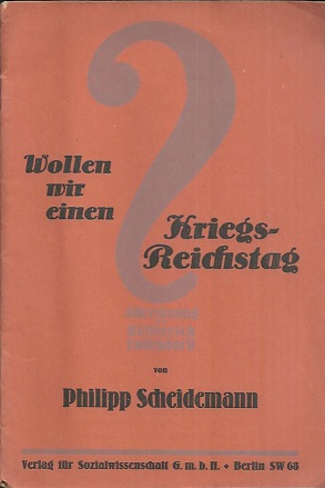 Bild des Verkufers fr Wollen wir einen Kriegs-Reichstag? Abrechnung mit Helfferich und Ludendorff . Nach dem stenographischen Bericht der Reichstagssitzg vom 1. Mrz 1924]. zum Verkauf von Antiquariat Axel Kurta