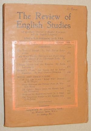 The Review of English Studies vol.XII no.48, October 1936. A Quarterly Journal of English Literat...