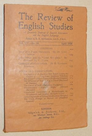 The Review of English Studies vol.XIV no.54, April 1938. A Quarterly Journal of English Literatur...