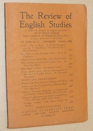The Review of English Studies vol.XVIII no.72, October 1942. A Quarterly Journal of English Liter...