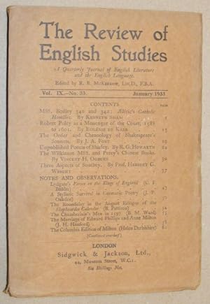 The Review of English Studies vol.IX no.33, January 1933. A Quarterly Journal of English Literatu...