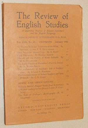 The Review of English Studies vol.XVII no.65, January 1941. A Quarterly Journal of English Litera...