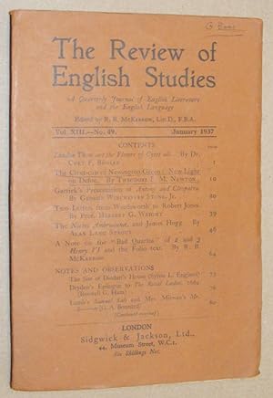 The Review of English Studies vol.XIII no.49, January 1937. A Quarterly Journal of English Litera...
