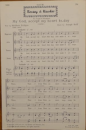 Bild des Verkufers fr My God, Accept My Heart Today (SATB) zum Verkauf von Faith In Print