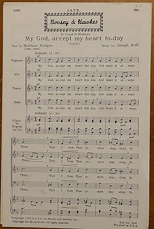 Imagen del vendedor de My God, Accept My Heart Today (SATB) a la venta por Faith In Print