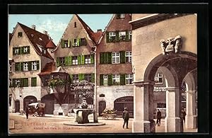 Bild des Verkufers fr Ansichtskarte Stuttgart, Altstadt mit Hans im Glck-Brunnen zum Verkauf von Bartko-Reher