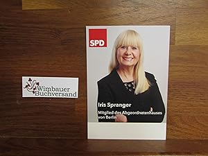 Bild des Verkufers fr Autogrammkarte Iris Spranger Senatorin zum Verkauf von Antiquariat im Kaiserviertel | Wimbauer Buchversand