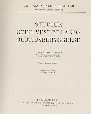 Imagen del vendedor de Studier aver Vestjyllands oldtidsbebyggelse a la venta por Librairie l'Aspidistra