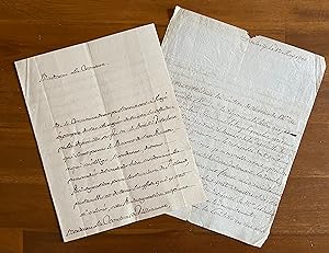2 Lettres autographes signées sur la succession du bailli de Sade