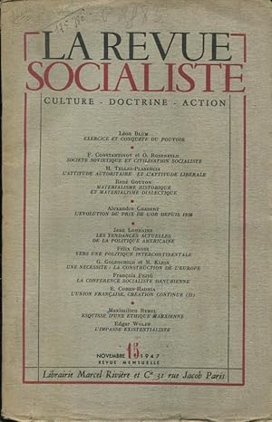 Seller image for La Revue Socialiste : Culture, Doctrine, Action. - N 15 for sale by PRISCA