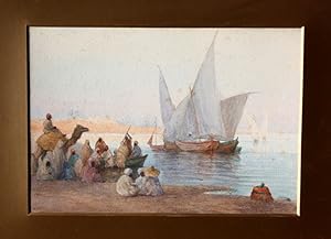 Original watercolour, The Island of the Lotus Eaters, Southern Tunisia