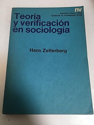 Imagen del vendedor de Teoria y verificacion en sociologia a la venta por Libros nicos